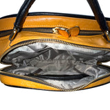 Absolutti Camel Brown & Black Faux Leather & Gold Zipper Crossbody Camera Bag