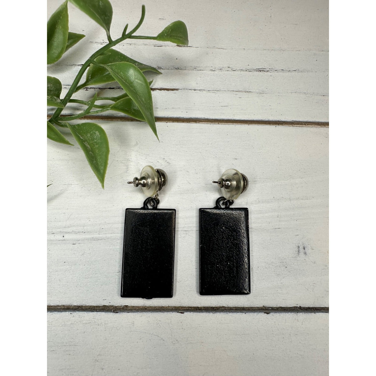 80s Inspired Rectangular Artistic Earrings