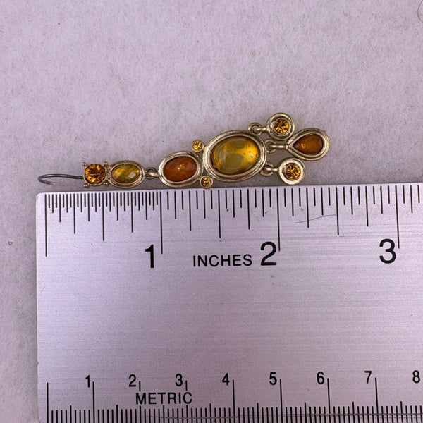 Vintage Amber Tone Dangle Earrings Women Gold Tone Various Metal Jewelry