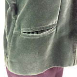 Galerias Preciados Womens Green Velvet Embroidered Open Front Blazer Sz 46