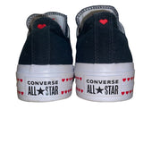 Converse Women’s Black & White Canvas Low-Top LYF Heart Platform Sneakers Sz 9