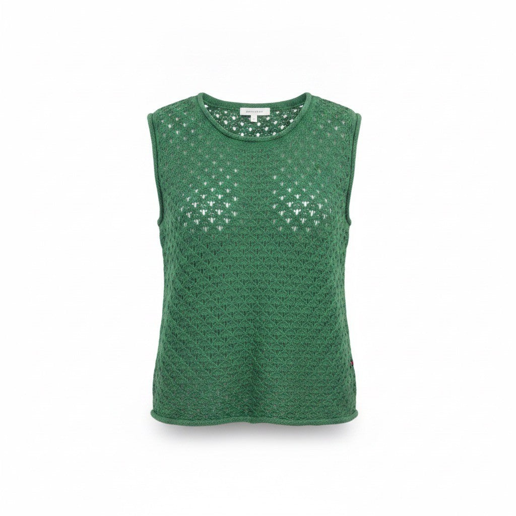 Sanctuary Womens Green Crochet Cotton Sleeveless Top Stylish Shirt Sz M
