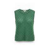 Sanctuary Womens Green Crochet Cotton Sleeveless Top Stylish Shirt Sz M