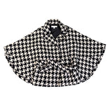 New York & Company Womens Black & White Houndstooth Belted Cape Jacket M