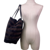 Tommy Hilfiger Women’s Black Striped Nylon & Leather Everyday Tote Bag