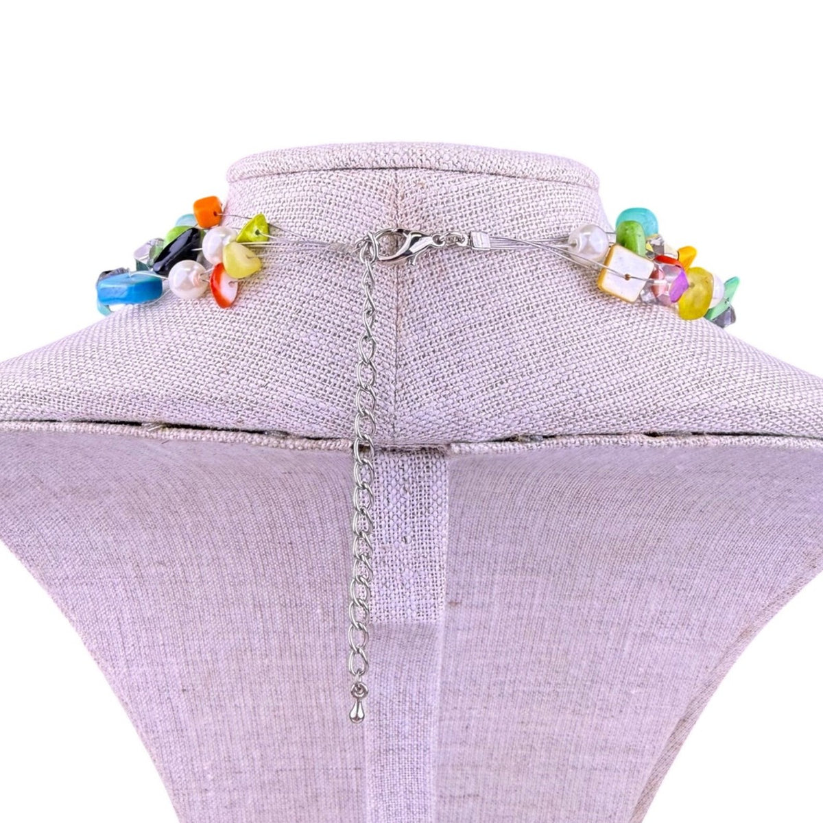 Multi-Strand Womens Multicolor Acrylic & Faux Pearl Necklace 