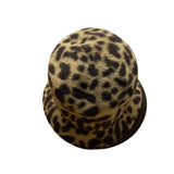 Philip Treacy Women’s Brown Leopard Print Wool Bucket Hat OS