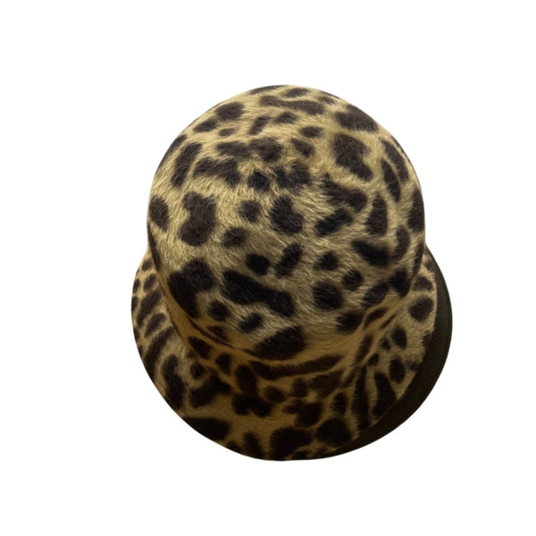 Philip Treacy Women’s Brown Leopard Print Wool Bucket Hat OS