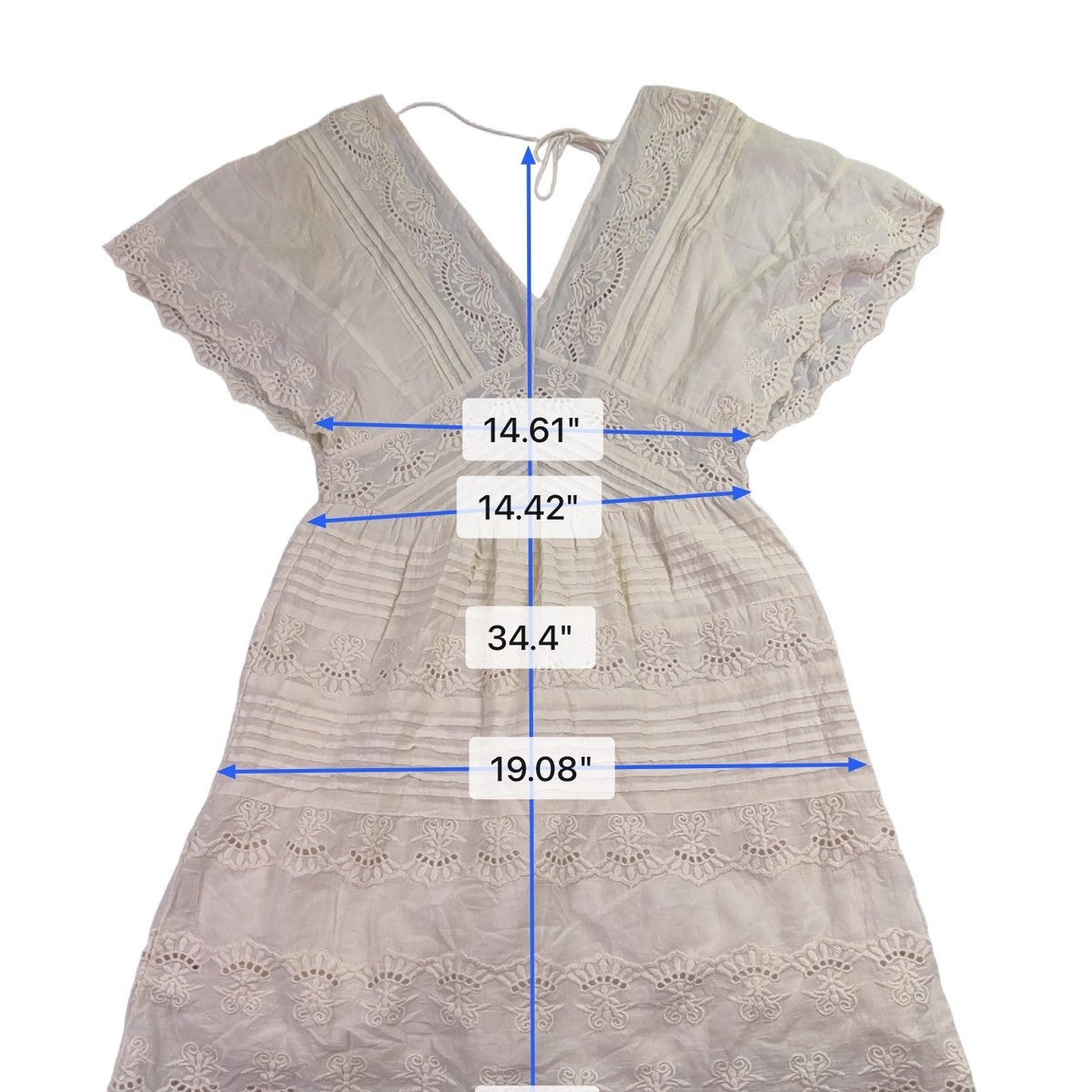 Amuse Society Womens White Cotton Lace Embroidered Mini Dress Boho Style Size S 