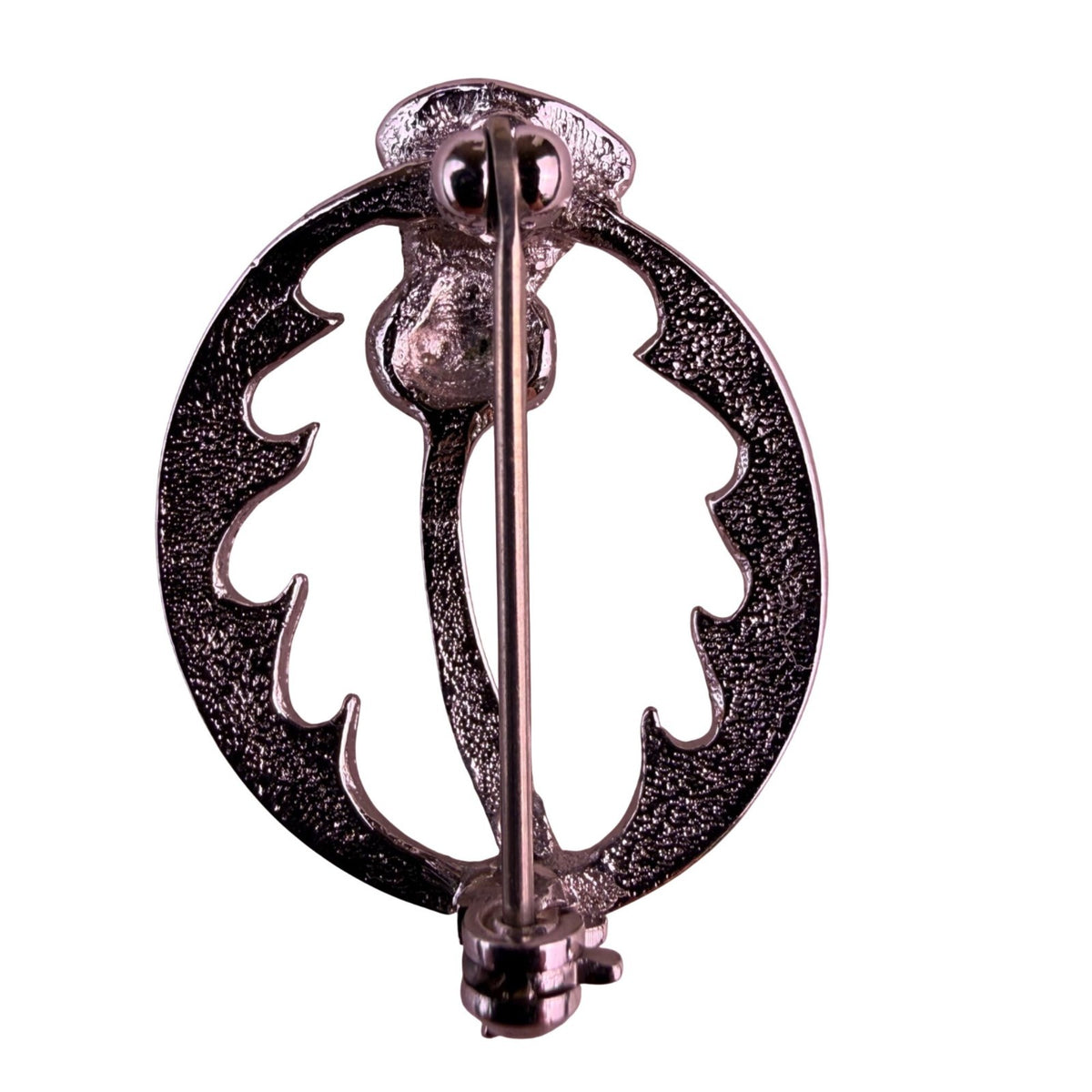 Vintage Womens Silver Tone Brooch Scottish Thistle Pin Design