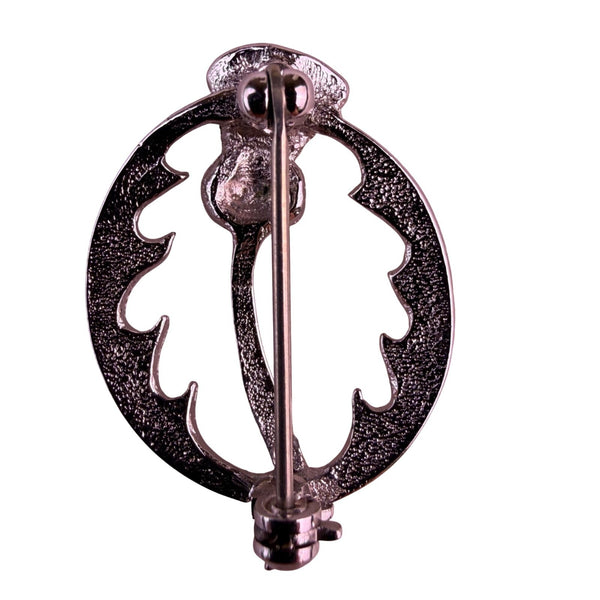 Vintage Womens Silver Tone Brooch Scottish Thistle Pin Design
