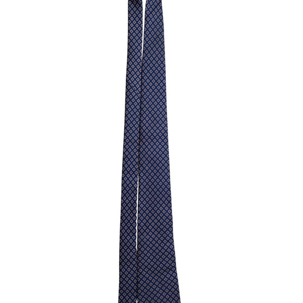 Jos A Bank Mens Navy Silk Geometric Pattern Classic Tie 100% Silk