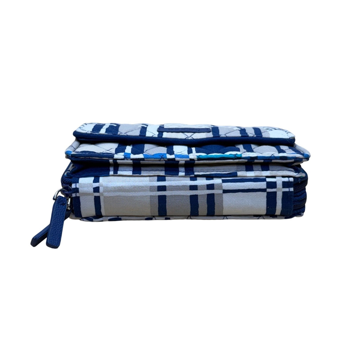 Vera Bradley Women’s Navy White Quilted Plaid Adjustable Strap Crossbody Clutch