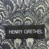 Henry Grethel Mens Blue 100% Italian Silk Tie Fan Feather Pattern