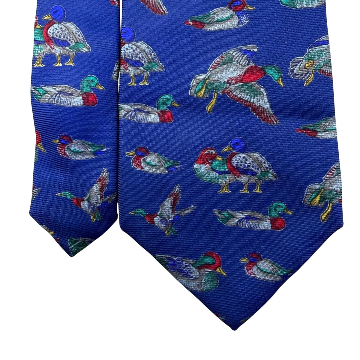 Blue Silk Duck Print Necktie Classic Design Vintage Rare Collectible