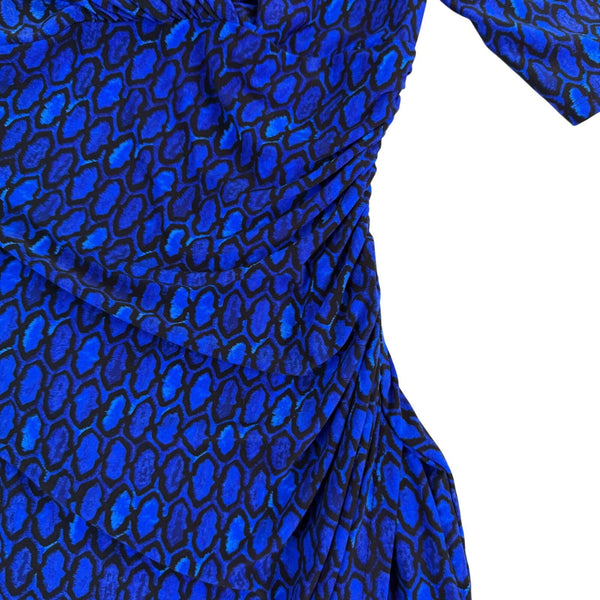 Lauren Ralph Lauren Womens Blue Wrap Dress Animal Print Short Sleeve  Size 6