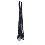 Saint Laurent Mens Black Silk Printed Tie All-Over Emblem Design Formal Acc