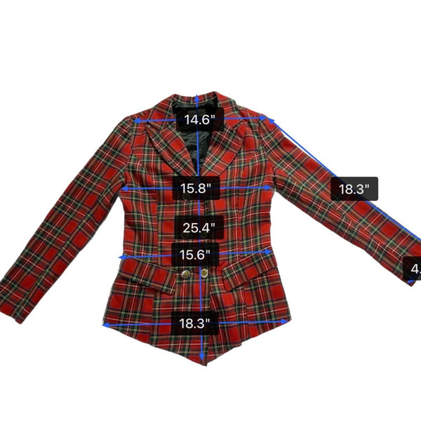 Hug Sunshine Womens Red Plaid Blazer & Pleated Skirt Set Sz L