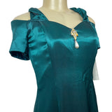 Scott McClintock Womens Teal Satin Short Sleeve Dress W/ Embellishment Size 8 Ne