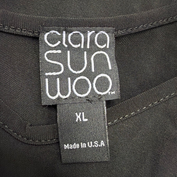 Clara Sunwoo Womens Black Polyester Blend Sleeveless A-Line Tank Dress Size XL