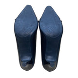 Marbella Women’s Black Chain Accent Pointed Capped Toe Chandler Heels Size 9W