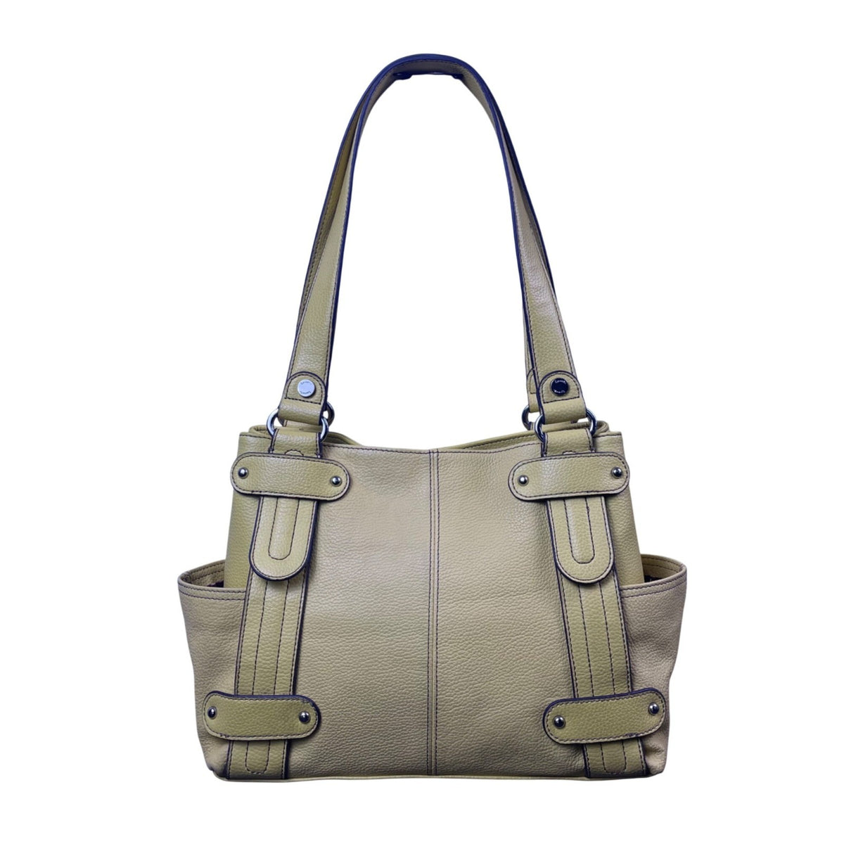 Tignanello Women’s Yellow Leather Storage Pockets  Double-Strap Shoulder Bag