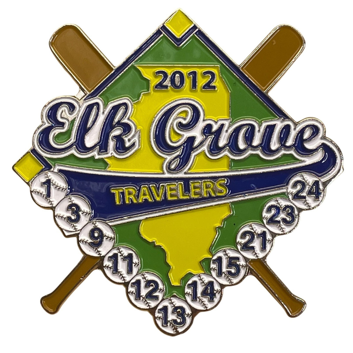 2012 Elk Grove Travelers Baseball Team Collectible Pin With Dual Clutches