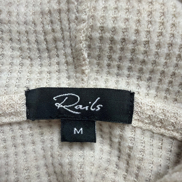 Rails Womens Heather Oatmeal Hooded Waffle Knit Pullover Hoodie Sz M
