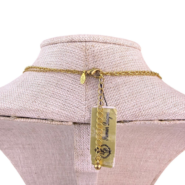Premier Designs Womens Gold Tone Green Beaded Jewelry Set Necklace & Earrings