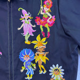Bob Mackie Womens Black Floral Embroidered Jacket 