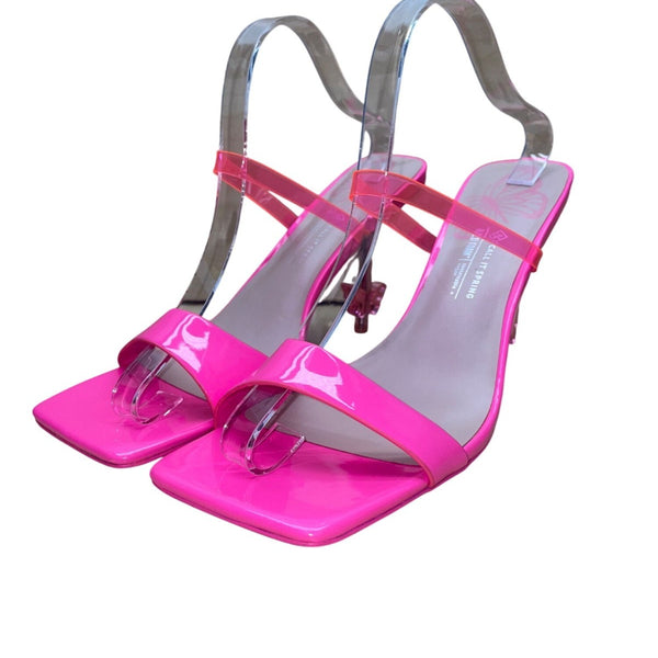 Call It Spring Women’s Pink Translucid Strap Butterfly Heel Vegan Sandals Sz11