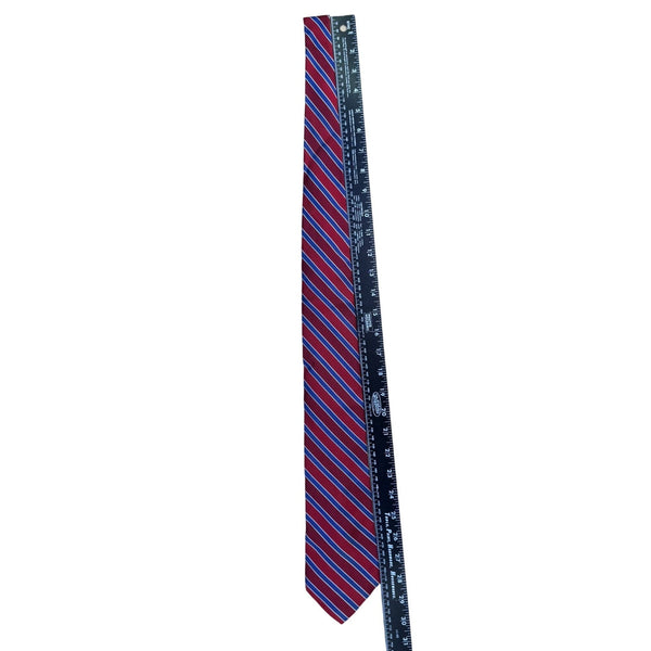 Tommy Hilfiger Mens Red & Blue 100% Silk Reversible Tie Striped & Floral Design