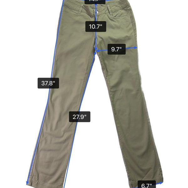 Mineral Women’s Olive Cotton & Elastane Straight-Leg Pants Size 28 - New