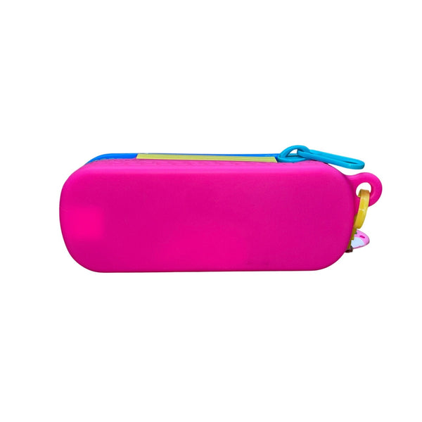Kids Blue/Pink Silicone Zippered With Donut Charm Hard Glasses Case
