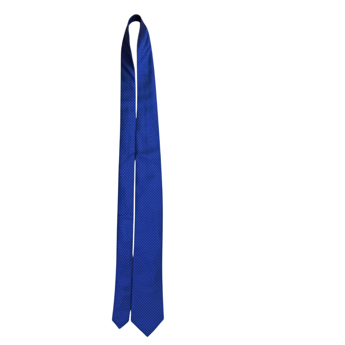 Calvin Klein Mens Blue 100% Silk Textured Pattern Slim Neck Tie