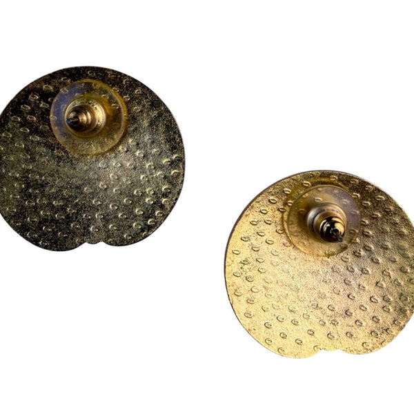 Vintage Unknown Womens Gold Tone Cloisonné Floral Butterfly Enamel Earrings