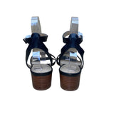 Lands End Women’s Black Leather Block Heel Open-Toe Sandals Size UK6/US8/8.5