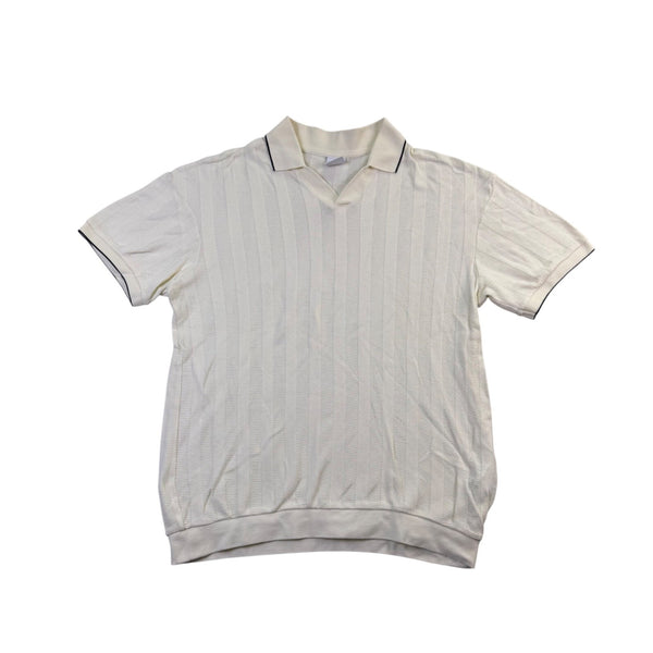 Zara Mens Cream Polo Shirthort Sleeve Ribbed Casual Size S