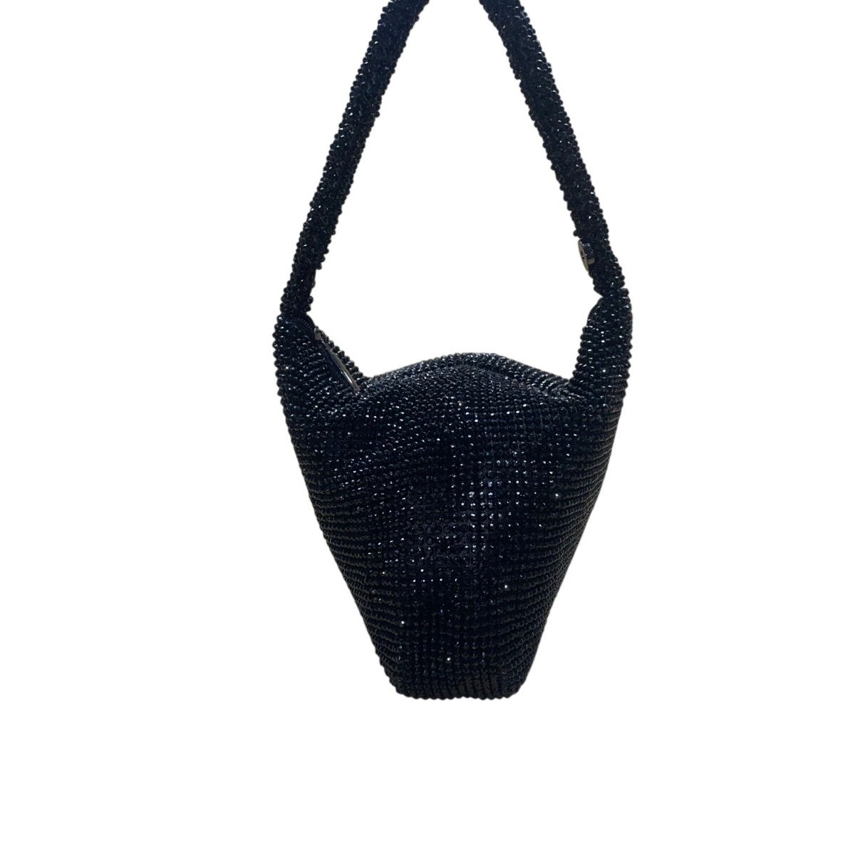 Black Beaded Women’s Hobo Style Clutch Bag With Satin Lining