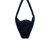 Black Beaded Women’s Hobo Style Clutch Bag With Satin Lining