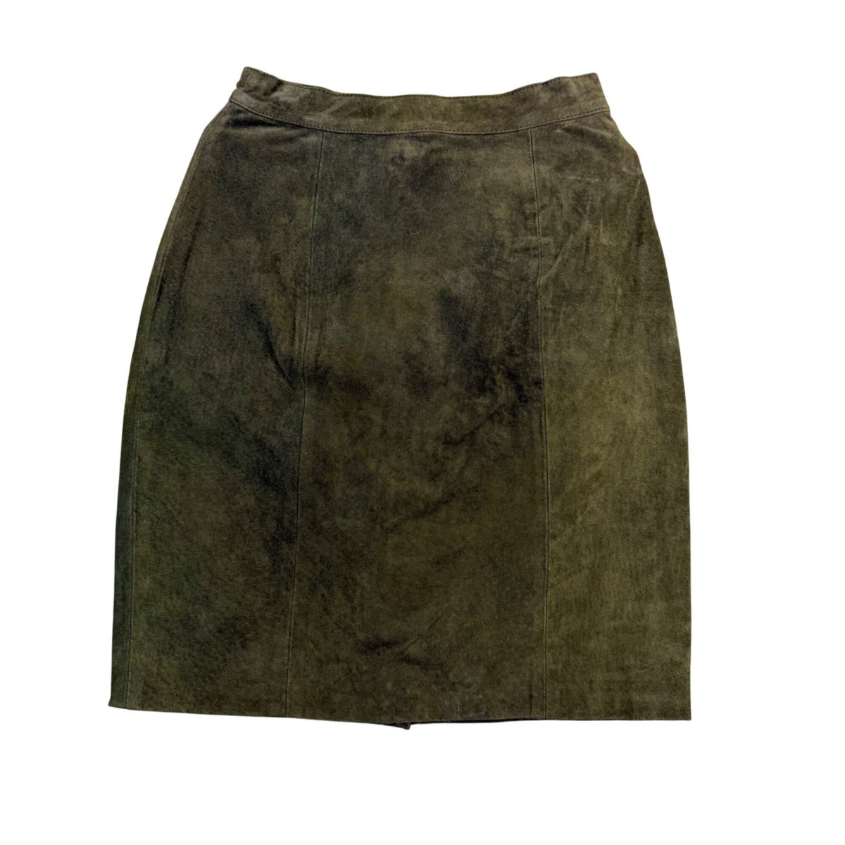 Casual Corner Womens Olive Green Leather Pencil Skirt Size 6 Fitted Waist