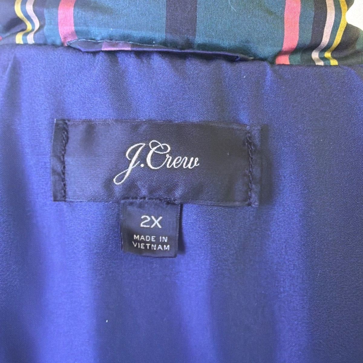 J.Crew Womens Multicolor Quilted Zip-Up Plaid Puffer Vest Size 2X