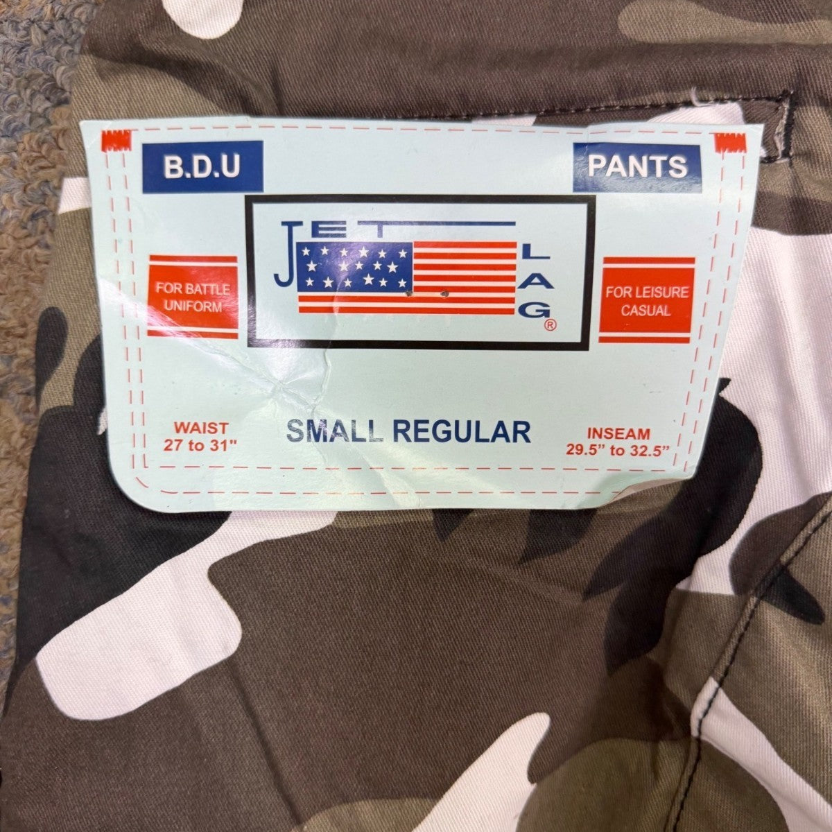 Jet Lag Mens Camouflage Cargo Pants Adjustable Waist Sz Small