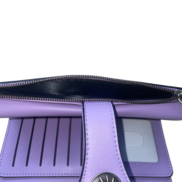 Travelambo Women’s Purple Faux Leather Patterned Button Design Clutch Wallet