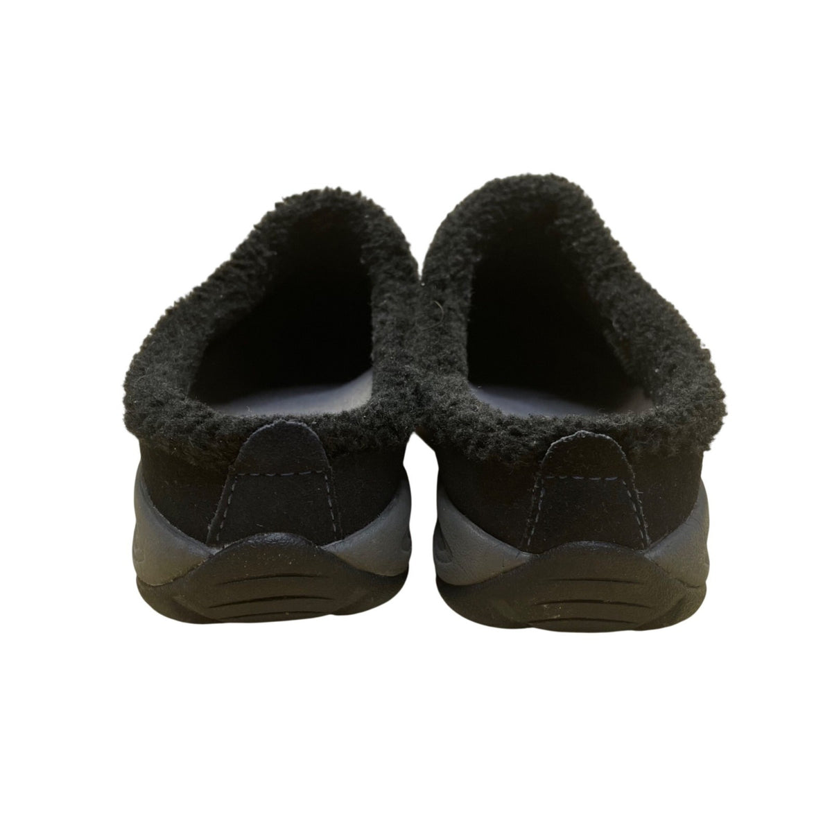 Easy Spirit Women’s Blue Suede Faux Fur Slip-On Mule Clogs Size 8.5M