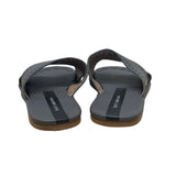 Matt Bernson Womens Gray Leather With Perforated Detailing Slide Sandals Size 8
