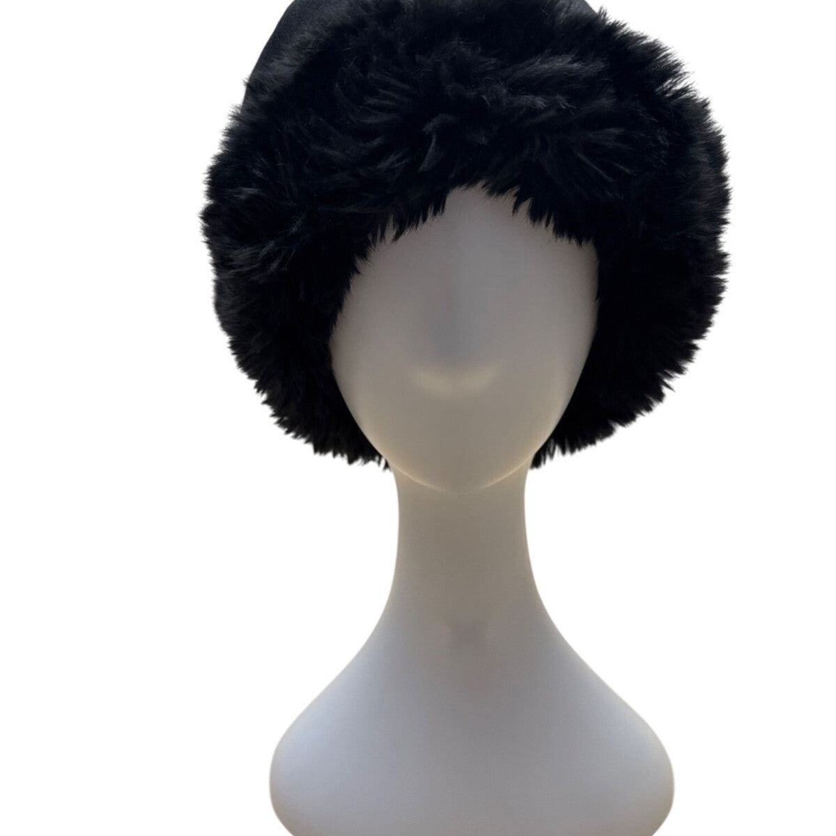 Coldwater Creek Womens Black Faux Fur Winter Bucket Hat