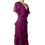 Lulus Women's Magenta Short Sleeve Wrapped Dress Sz M - NWT