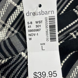 Cocomo Womens Black & White Plaid Long Sleeve Blouse Polyester Blend Size L