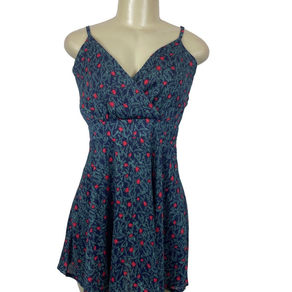 Floral Spaghetti Strap Dress With V-Neck & Fit-And-Flare Design For Women Sz L